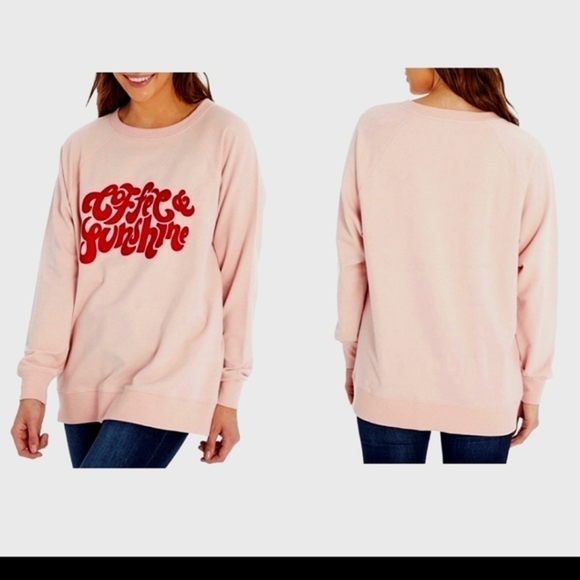 Wildfox Coffee & Sunshine‎ oversized boyfriend pullover red & pink sweatshirt - Picture 1 of 8